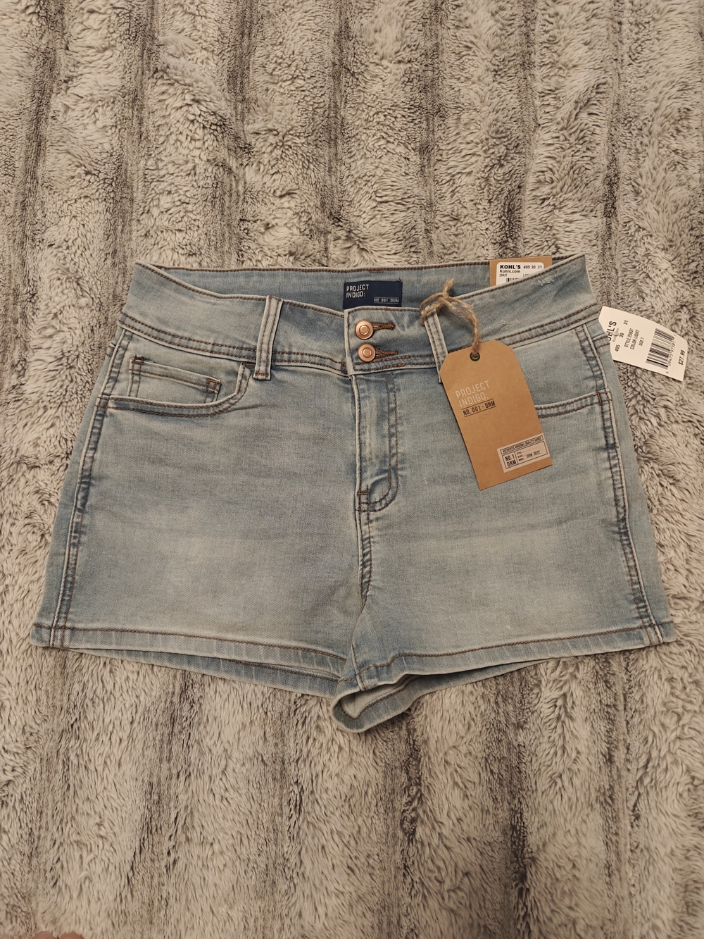 Project Social T Light Blue High-Rise Denim Shorts